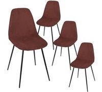 Lot de 4 chaises en velours côtelé coloris terracotta - AMORY - ALTOBUY Rouge