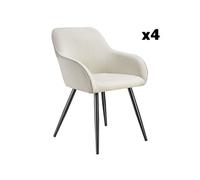 Lot de 4 chaises en velours côtelé forme ergonomique crème/noir