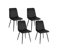 Lot de 4 Chaises en Velours de Salle à Manger Pieds en Fer Noir Havre
