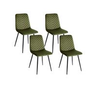 Lot de 4 Chaises en Velours de Salle à Manger Pieds en Fer Vert Olive Havre