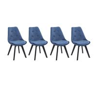 Lot De 4 Chaises En Velours Nora Bleues Avec Coussin Bleu
