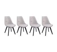 Lot De 4 Chaises En Velours Nora Grises Avec Coussin Gris