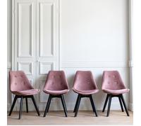 Happy Garden Chaises NORA en velours roses avec coussin - Lot de 4