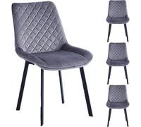 Lot de 4 chaises ergonomiques avec revêtement en velours, pieds noirs, fauteuils design moderne et confortables, structure robuste