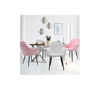 Chaise ECD Germany Lot de 4 chaises fauteuil design rétro velours salle à manger cuisine gris rose
