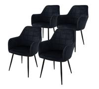 Lot de 4 chaises fauteuil design velours rétro salle à manger salon cuisine noir