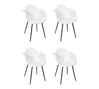 Lot de 4 Chaises Fauteuil "Gustav" 85cm Blanc