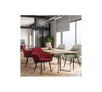 Lot de 4 chaises fauteuil salle à manger velours cuir synthétique bordeaux olive
