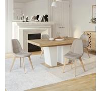 IDMarket - Lot de 4 chaises scandinaves Gaby | Coloris beige, en tissu, pour salle à manger