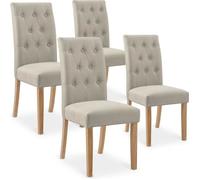 Lot de 4 chaises Gaya capitonnées en tissu beige