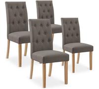 Lot de 4 chaises Gaya capitonnées en tissu taupe