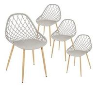TRESSIE - Lot de 4 Chaises Gris Taupe Coque Arrondie -