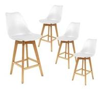 PARSA - Lot de 4 Chaises Hautes Blanches et Pieds Bois - Altobuy Blanc