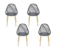 Lot de 4 Chaises - HOME DECO FACTORY - Alameda - Ajourées - Grises