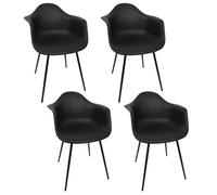 Lot de 4 Chaises Fauteuil "Gustav" 85cm Noir