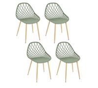 Lot de 4 Chaises - HOME DECO FACTORY - Malaga - Modernes - Légères - Vert