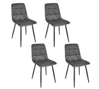Lot de 4 Chaises - HOME DECO FACTORY - Mateo - Chic - Confortables - Grises
