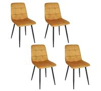 Lot De 4 Chaises - Home Deco Factory - Mateo - Chic - Confortables - Jaune Moutarde