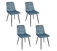 Lot De 4 Chaises - Home Deco Factory - Mateo - Chic - Confortables - Bleu Canard