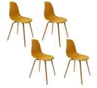 The Home Deco Factory Chaise scandinave Phenix PP pieds métal et hêtre Lot de 2 jaune moutarde