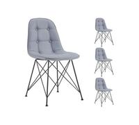 IDIMEX Lot de 4 chaises Imran pour Salle à Manger ou Cuisine avec 4 Pieds en métal Noir Design Contemporain, Assise capitonnée avec revêtement synthétique Gris