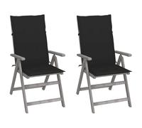 Lot de 4 Chaises Inclinables de Jardin avec Coussins Siège Bois Acacia vidaXL