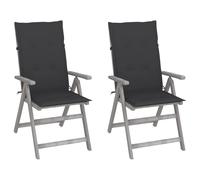 Lot de 4 Chaises Inclinables de Jardin avec Coussins Siège Bois Acacia vidaXL