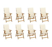 Lot de 4 Chaises Inclinables de Jardin avec Coussins Siège Bois Acacia vidaXL