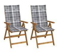 Lot de 4 Chaises Inclinables de Jardin avec Coussins Siège Bois Acacia vidaXL