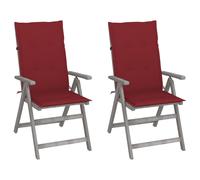 Lot de 4 Chaises Inclinables de Jardin avec Coussins Siège Bois Acacia vidaXL