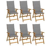 Lot de 4 Chaises Inclinables de Jardin avec Coussins Siège Bois Acacia vidaXL