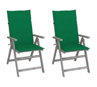 Lot de 4 Chaises Inclinables de Jardin avec Coussins Siège Bois Acacia vidaXL