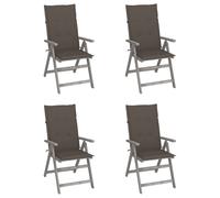 Lot de 4 Chaises Inclinables de Jardin avec Coussins Siège Bois Acacia vidaXL