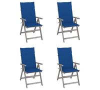 Lot de 4 Chaises Inclinables de Jardin avec Coussins Siège Bois Acacia vidaXL