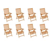 Lot de 8 chaise en teck pliable H. 100 cm exterieur bois