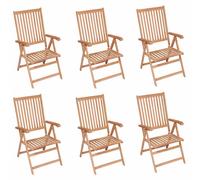 Vidaxl Chaises Inclinables De Jardin 6 Pcs Bois De Teck Solide