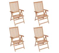 Lot de 4 Chaises Inclinables de Jardin Sièges Patio Bois de Teck Solide vidaXL