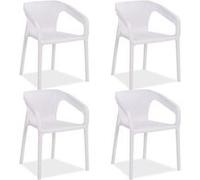 Chaise de jardin Extérieur 4 Chaises terrasse Blanc Fauteuil Balcon Homestyle4u