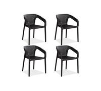Lot de 4 chaises jardin en noir