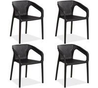 Lot de 4 chaises jardin en noir Noir G