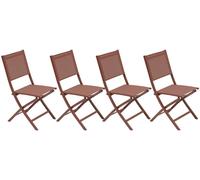 Lot de 4 chaises jardin pliante ESSENTIA Acajou Acier traité époxy, Aluminium Texaline Hespéride