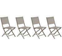Lot de 4 chaises jardin pliante ESSENTIA Noisette / Café Acier traité époxy, Aluminium Texaline Hespéride
