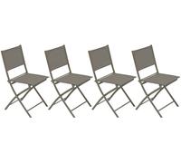 Lot de 4 chaises jardin pliante MODULA Noisette / Café Acier traité époxy, Texaline Hespéride