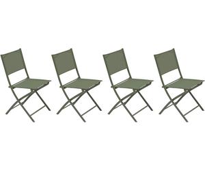 Lot de 4 chaises jardin pliante MODULA Vert laurier Acier traité époxy, Texaline Hespéride