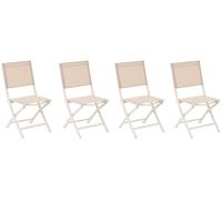 Lot de 4 chaises jardin pliantes ESSENTIA Lin Argile Aluminium traité époxy, Texaline Hespéride