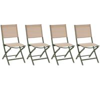 Hespéride - Lot de 4 chaises de Jardin Pliantes essentia Lin et Vert Laurier Aluminium et texaline