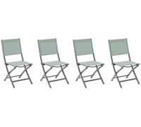 Lot de 4 chaises jardin pliantes ESSENTIA Vert olive Graphite Aluminium traité époxy, Texaline Hespéride