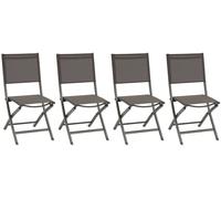 Lot de 4 chaises jardin pliantes ESSENTIA Wengé Praliné Aluminium traité époxy, Texaline Hespéride