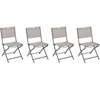 Lot de 4 chaises jardin pliantes MODULA Noisette Tonka Acier traité époxy, Texaline Hespéride