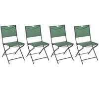 Lot de 4 chaises jardin pliantes MODULA Vert olive Graphite Acier traité époxy, Texaline Hespéride